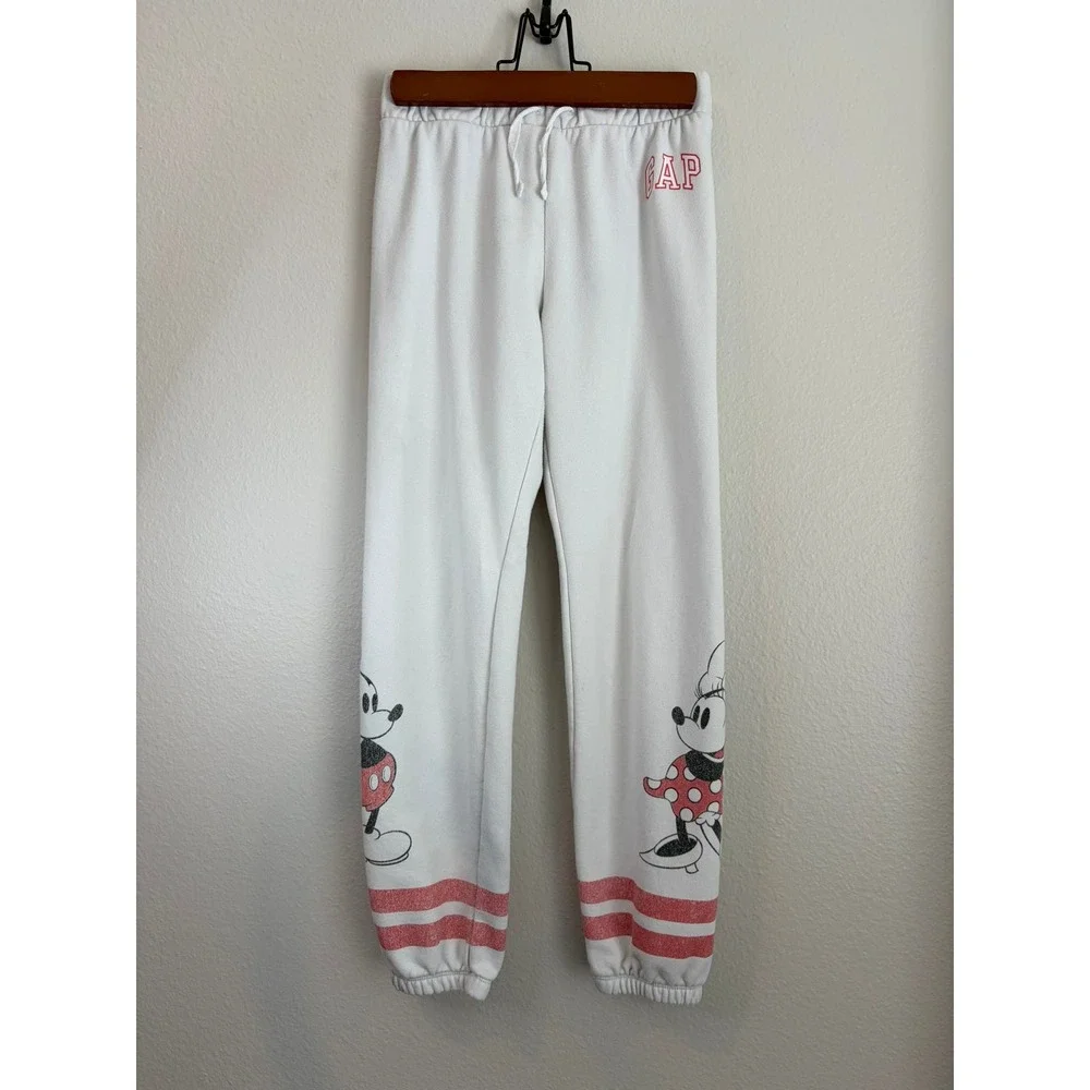 Gap Disney Sweatpants Kids XL White Mickey Minnie Mouse Jogger Pants Disneycore